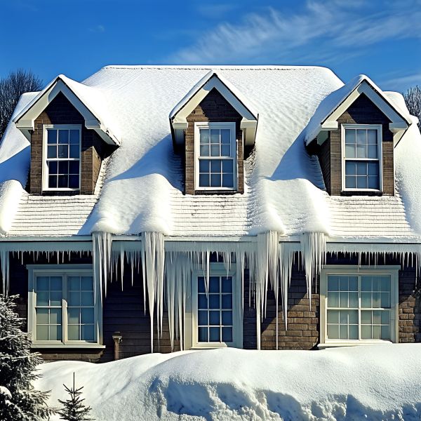 Home With Snow &amp;amp;amp;amp;amp;amp;amp;amp;amp;amp;amp; Ice Dams on Roof